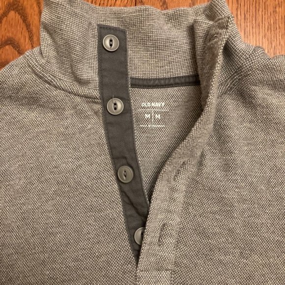 Old Navy Men's Grey Button-up Lightweight Pullover, Medium - Picture 2 of 4